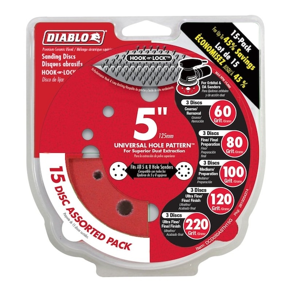 Diablo Diablo 5 in. L X 5 in. W Ceramic Blend Assorted Grit Assorted Drywall ROS Disk DCD050ASTH15G - main